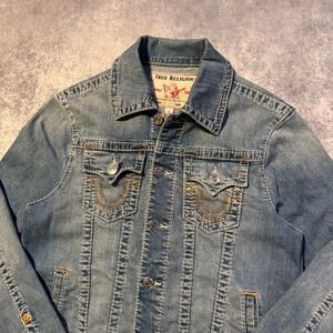 True Religion Mens Jimmy Super T Denim Jacket Blue Wash Small S/P